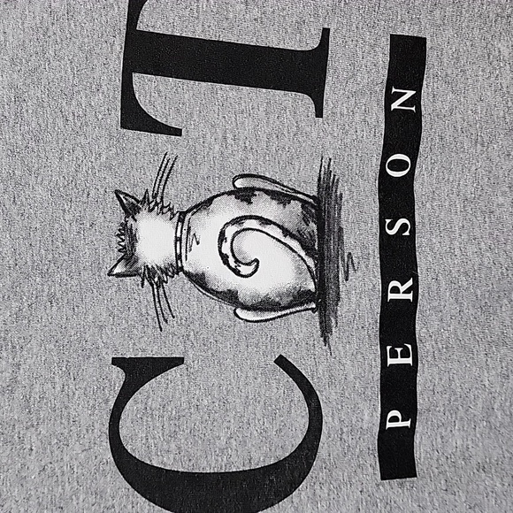 Cat person heathered gray short sleeve graphic t-shirt woman's size small - Picture 2 of 7